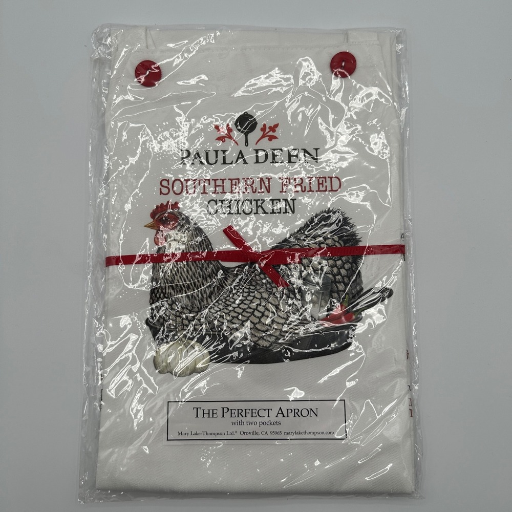 Paula Deen Southern Fried Chicken Recipe Apron Two Pockets NEW - Picture 5 of 5